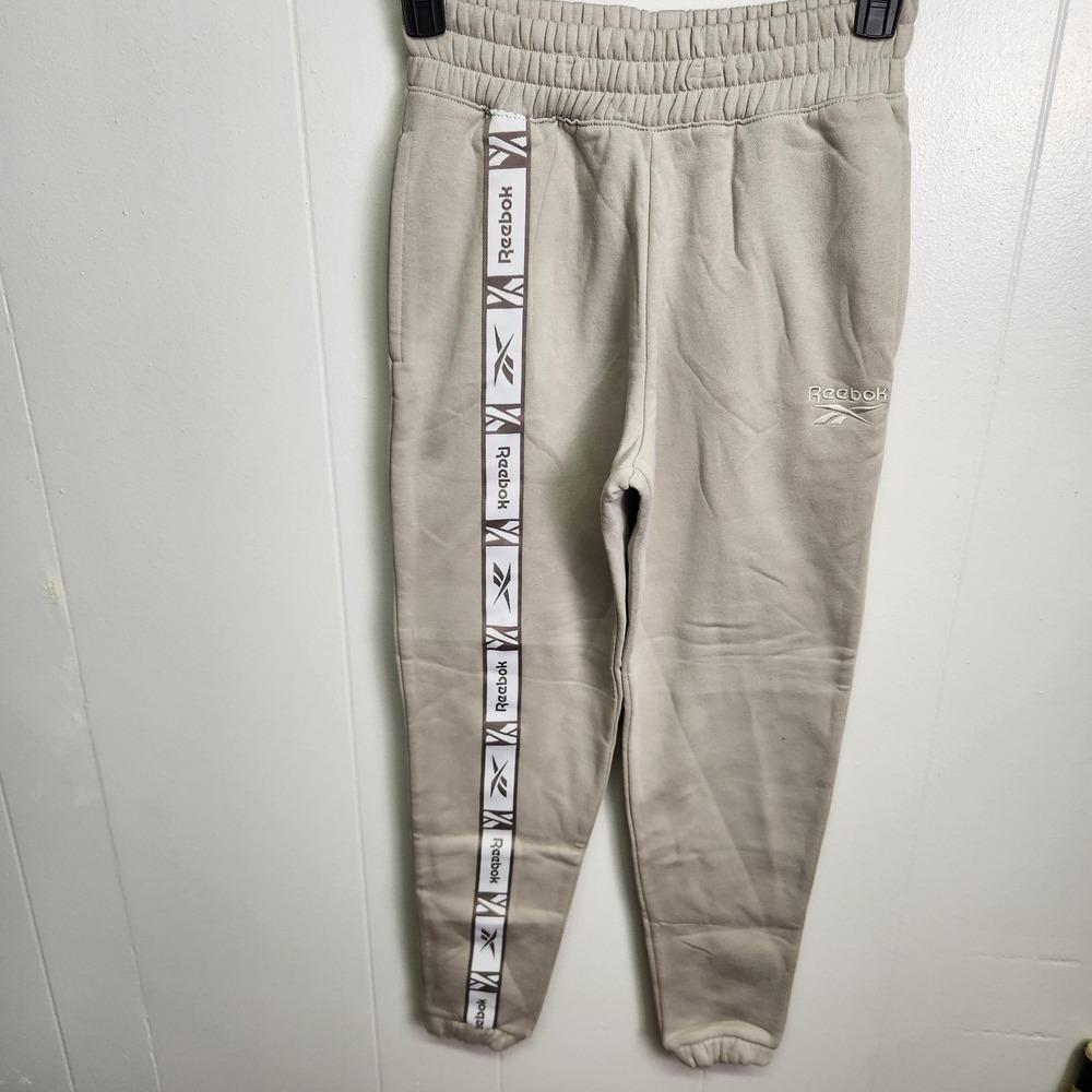 Reebok Tape Pack Pants Womens XS Moonstone Gray Side Stripe‎ Logo Joggers HA5733